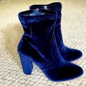 Accept Offers! Steve Madden Velvet Dark Blue Sock Boots - 10 M